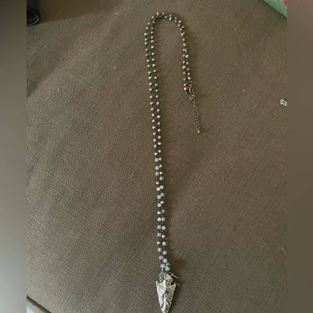 Silver Arrow pendant Beaded Necklace